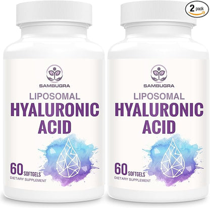 Liposomal Hyaluronic Acid 1000mg, High BioavailabilityHyaluronic Acid Capsules, Dietary Supplement Support Skin and Bones, 120 Capsules (Pack of 2)