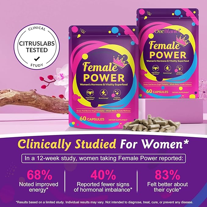 Beef Organ Supplement for Women (Beefs Liver, Kidney, Heart, & 3 More)- Grass Fed Beef Liver Capsules for Female Hormone Balance, Menstruation, Energy, Immunity & Skin Health,60 Capsules