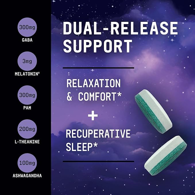 BEYOND RAW Anabolic Sleep, Duel-Release Stress, Sleep, & Recovery Support, 60 Count