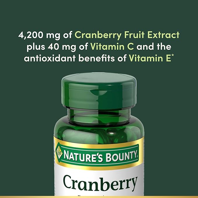 Nature's Bounty Cranberry Pills for Women Urinary Tract Health, Cranberry Supplements with Concentrate & Vitamin C, 120 Softgels