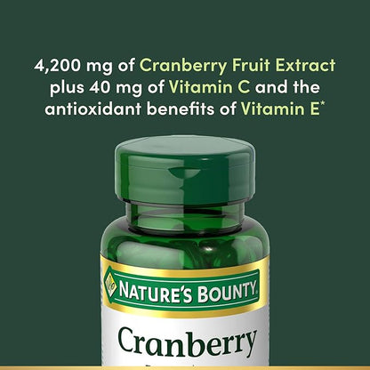 Nature's Bounty Cranberry Pills for Women Urinary Tract Health, Cranberry Supplements with Concentrate & Vitamin C, 120 Softgels