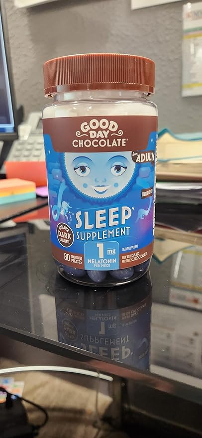 Good Day Chocolate Melatonin for Adults [ 2 Pack ] - Fair Trade Non-GMO Chocolate with Chamomile and Melatonin 1 mg - Adult Melatonin, Adult Natural Sleep Aid Supplement