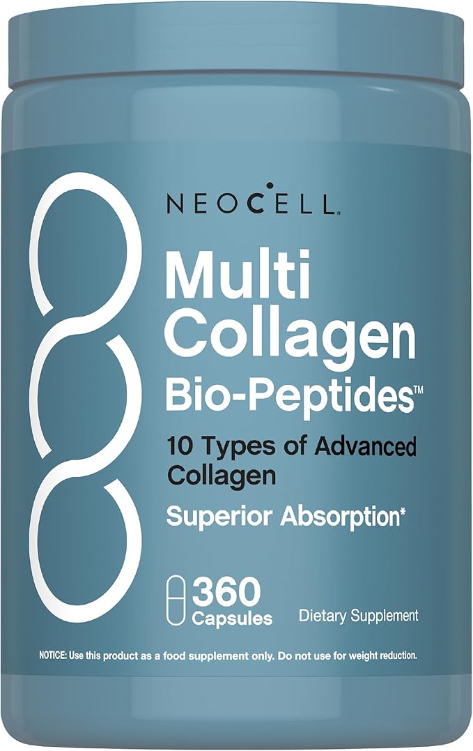 NeoCell Multi Collagen Peptides Capsules | 360 Pills | 10 Types of Advanced Bio-Peptides | Superior Absorption | Grass Fed Complex Supplement | for Women and Men
