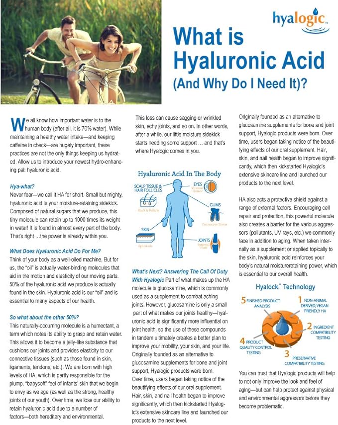 Hyalogic Hyaluronic Acid Chewable Lozenge – Sugar-Free Supplement for Hair Skin and Nails Vitamins for Women, Supports Skin Hydration (30 Count)