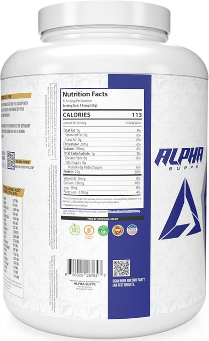 Alpha Supps ISO, Low Carb 100% Whey Protein Isolate Powder, 25 Grams Per Serving, Helps Support Muscle Growth, Low Sugar and Gluten Free (Vanilla Ice Cream, 5 lb)