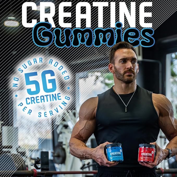 Creatine Monohydrate Gummies, 5g Creatine per Serving, Sugar-Free Creatine Supplement for Strength, Lean Muscle & Cognitive Support, Sour Strawberry, 120 Gummies