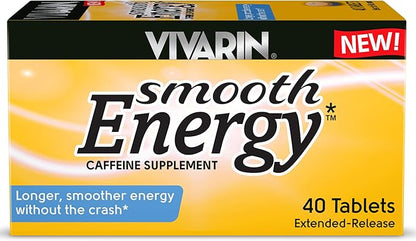 Vivarin Smooth Energy Extended Release Caffeine Tablets, 200mg, Focus, Alertness & Mental Clarity, Non-Habit Forming Energy Supplement, Sugar & Calorie Free, 40 Count