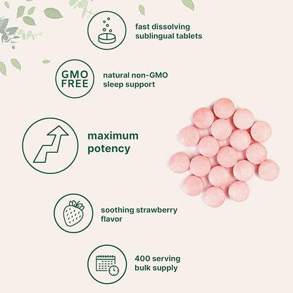 Micro Ingredients Melatonin 20mg, 400 Tablets | Natural Strawberry Flavor | Fast Dissolve | No Drug | Vegetarian Friendly | Non-GMO, No Gluten, Sugar Free