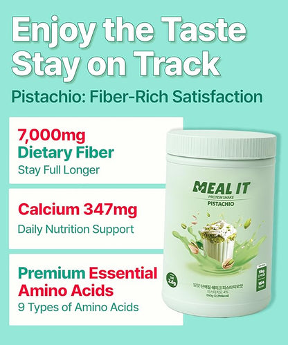 Pistachio Protein Shake - 15g Protein & 7g High Fiber, Low Sugar, Keto-Friendly Meal Replacement Powder with Roasted Pistachio Pieces & Chocolate Cookie Crunch 19.8 oz 14 Servings