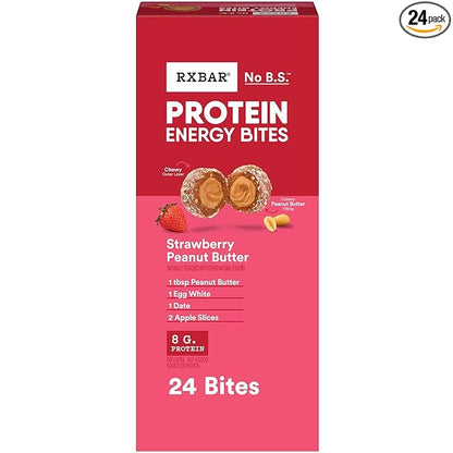 RXBAR Protein Energy Bites, Gluten Free Protein Balls, Strawberry Peanut Butter, 21.1oz Box (24 Bites) 