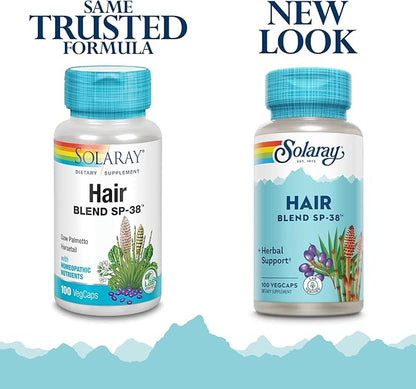 SOLARAY Hair Blend SP-38 | Herbal Blend w/Cell Salt Nutrients to Help Support Healthy Hair | 50 Servings | 100 VegCaps
