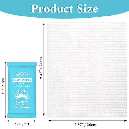500 Pcs Ultra Thick Soft Large Body Wipes Individually Wrapped(7.87" x 9.45"),Shower Wipes for Adults Bathing No Rinse,Personal Cleansing Wipes for Travel Gym,Bulk Deodorant for Homeless(Blue)