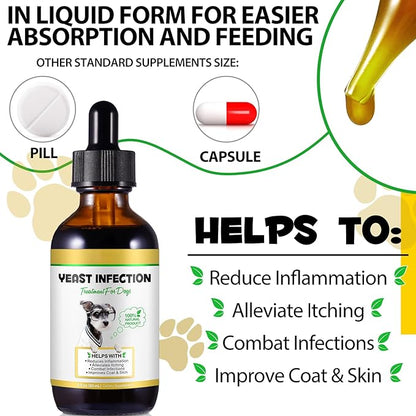 Yeast Infection Treatment for Dogs 60ml, Dog Ear Infection Treatment Supports Dog Itch Relief, Dog Herbal Supplement, Helps to Support Itch Relief