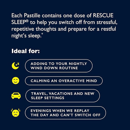 RESCUE Bach Sleep PASTILLES, Black Currant Flavor, Sleep Aid Lozenges, No Melatonin, Homeopathic, Flower Essences, 35 Count