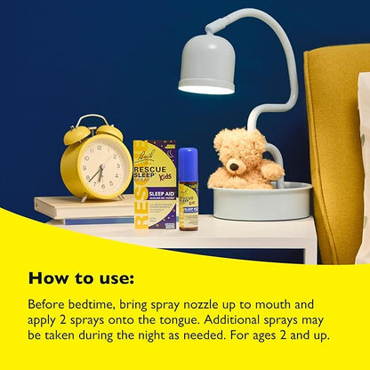 Bach RESCUE Sleep Kids Spray, Melatonin-Free, Sleep Aid for Children, Homeopathic, Flower Essences, 20mL