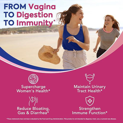 Probiotics for Women, 120 Billion CFU 34 Strains, Prebiotics, Digestive Enzymes, Cranberry, 4-in-1 Feminine Probiotic, Digestive, Vaginal, Immune Support, 30ct