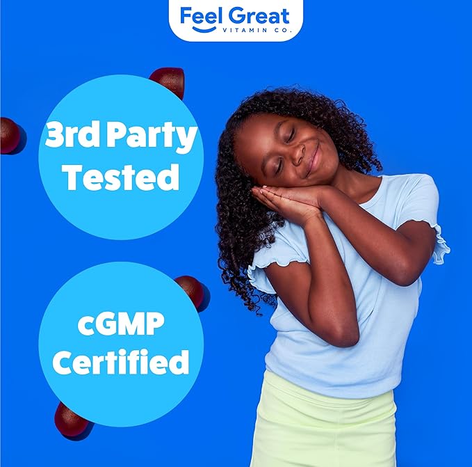 Feel Great Kids Melatonin Gummy | Strawberry Flavored Melatonin Gummies Kids | 1 MG of Melatonin Sleep Aid for Kids | Vegan Gummies | 60 Day Supply