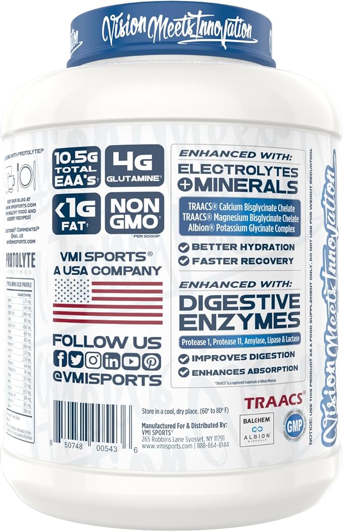 VMI Sports | ProtoLyte Whey Isolate Protein Powder | Low Calorie Whey for Weight Loss and Muscle Gain | Digestive Enzymes | Non-GMO (4.6 lb, Vanilla Peanut Butter)