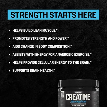 ONNIT Creatine Monohydrate Powder, IGEN™ Non-GMO Tested – 5g Premium Creatine for Muscle Strength, Power & Lean Mass, Supports Brain Health & Cellular Energy, Unflavored, 30 Servings, 5.29 oz 2-Pack
