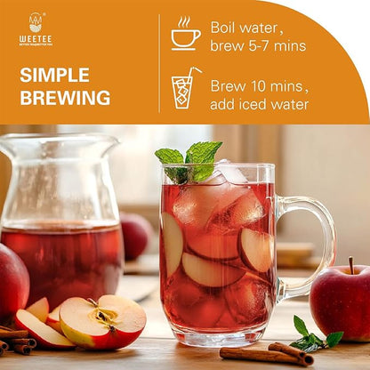 WT WEETEE Apple Cinnamon Herbal Tea Bags, 60 Count, Perfect Blend of Sweet Cinnamon, Tart Hibiscus, Natural Apple & Cinnamon Flavoring, Caffeine-free