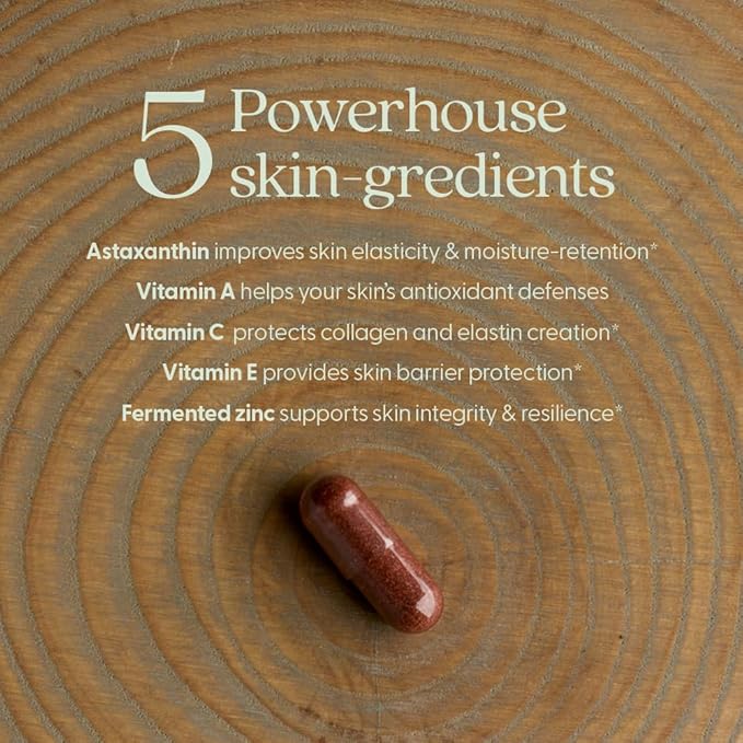 New Chapter Daily Skin Renewal Supplement, Clinical-Strength Astaxanthin for Youthful Skin Care + Collagen Protection with Vitamin C, Vitamin A, E & Zinc - 30 Capsules