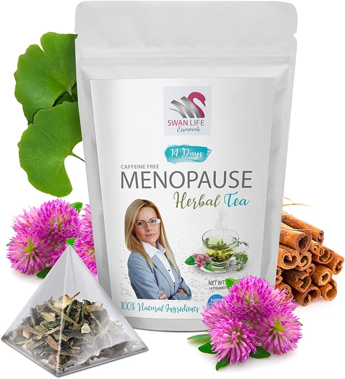 Black cohosh root - MENOPAUSE TEA 14 DAYS - tea for menopause, organic tea for menopause, gingko leaf, red clover herb, cinnamon chip, green tea, licorice root, eleuthero root 1 Pack 14 Bags
