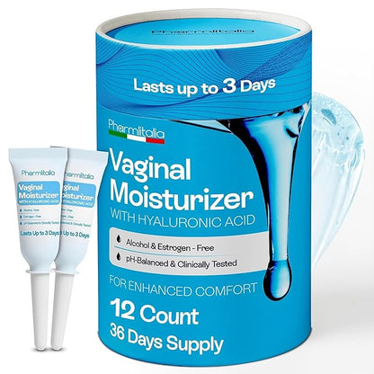 Vaginal Moisturizer Gel for Vagina Health, Moisturizer Applicators for Vaginal Dryness Relief and Long Lasting Wetness - Pre and Post Menopausal - 12 Pre Filled Applicators