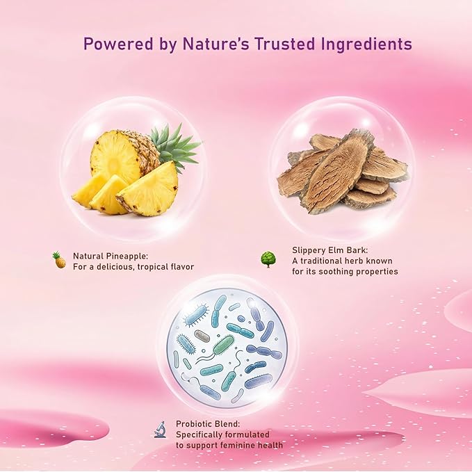 Premium Feminine Balance Gummies for Women - 60 Gummies, Hawaiian Pineapple Flavor - with Probiotics & Vitamin C - Supports Feminine Wellness & Healthy Balance - Gluten Free, Vegan（30 Servings）（Q2）