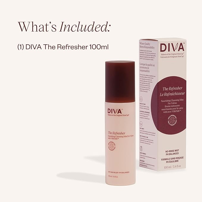 DIVA Refresher - Gentle & No-Rinse Spray Cleanser - Fragrance-Free & Plant-Based Formula - Helps Strengthen Moisture Barrier & Support Healthier Microbiome - 100 mL