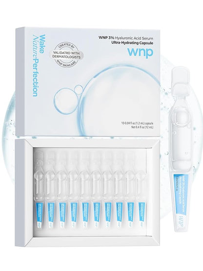 WNP Hyaluronic Acid Serum 3% for Face with 4D Multi-Layer Hydration | Ultra Hydrating Anti-Aging Serum | Moisturizer for Dry & Sensitive Skin | Pre-Makeup Skincare | Single-Use Vials 10PCS