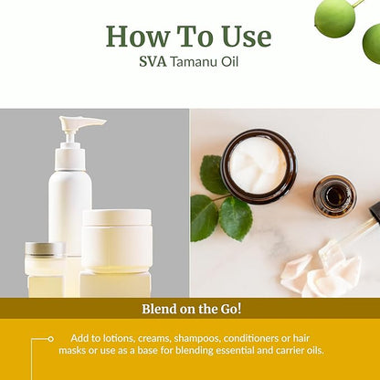 SVA Tamanu Seed Oil - 16 Fl Oz – 100% Natural Cold Pressed Tamanu Oil - for Face, Skin Care, Hair Care, Scalp Massage & Body Massage – Carrier Oil