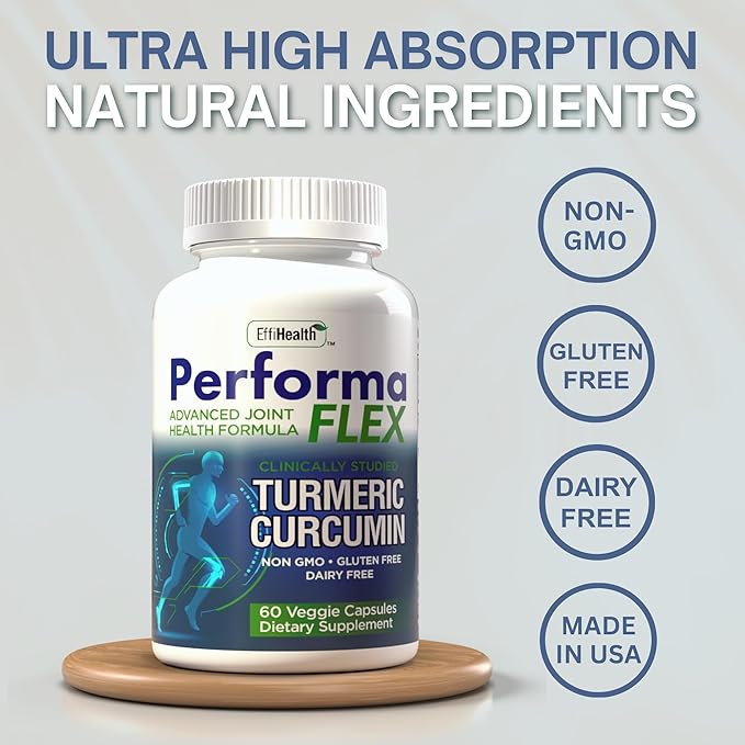 Joint Support Supplement with Meriva, Turmeric Curcumin, Tart Cherry & Ginger – Ultra High Absorption – Support for Joint Mobility, Joint & Cartilage Health – 60 Capsules