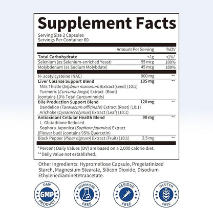 NAC Supplement 900 mg – Liver Cleanse Detox & Repair, Antioxidant & Cellular Health, Alcohol Defense Support – N-Acetyl Cysteine Capsules with Milk Thistle, Turmeric, Dandelion & Artichoke – 120 Count