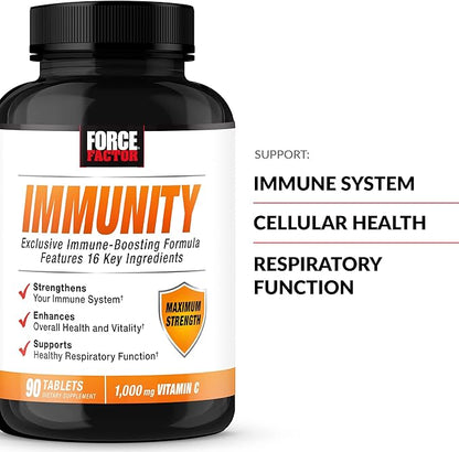 Force Factor Immunity, Immune Support Booster with Elderberry and 1000mg of Vitamin C, Plus Vitamin D, Zinc, Probiotics, Antioxidants, and Echinacea for Immune Health Defense, 90 Count (Pack of 2)