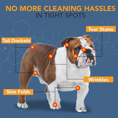NOVEHA 120PCs - 5”x7” Large Dog Wipes | Wipes for Bulldog, French Bulldog, Pug, English Bulldog | Deodorizing, for Multiple Areas Removes Dirt, Wrinkles, Folds, Tear Stain, Tail Pockets & Paws