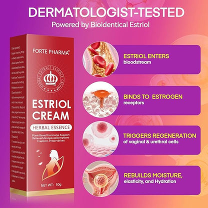 Bioidentical Estriol Cream for Women Menopause Relief - Intimate Vaginal Moisturizing Peach Cream for Women - for Vaginal Dryness & Vulva Itch – 50g / 1.76 oz