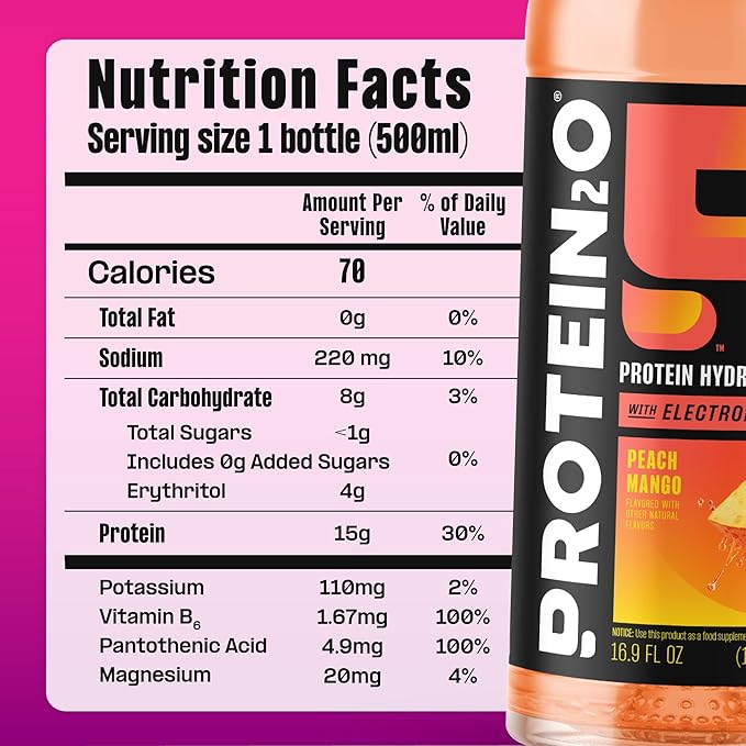 Protein2o Hydration Drink - 2-in-1 Liquid Clear Whey Protein Isolate and Electrolyte Drink - 15g Protein, Vitamins B5, B6 - Post-Workout Recovery - 16.9 Fl Oz - Flavor Fusion Variety,(Pack of 24)