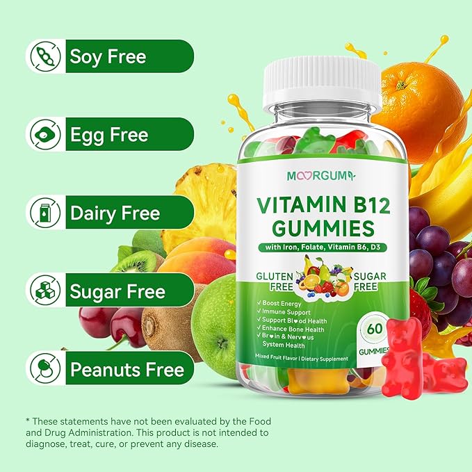 1 Pack Methyl B-12 3000mcg Gummies for Kids & Adults, Vitamin B12 (Methylcobalamin) with Vitamin B6, Folate & D3, Supports Energy, Metabolism & Immune Wellness, 60 Count