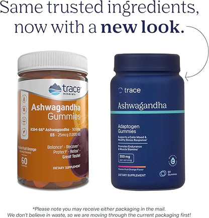 Trace Minerals Ashwagandha - Ashwagandha Gummies for Supporting A Healthy Mindset - Calming Supplement - Better Sleep - Immune System & Energy Support - Passion Fruit Orange - 60 Count (30 Servings)