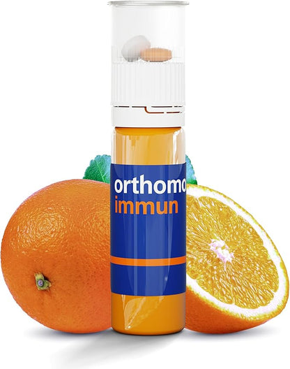 Orthomol Immun, Immune Support Vials for Adults with Vitamin C, Zinc, Selenium, Iodine, Vitamin D, E, A ,B, Calcium, 25+ Immune Boost Nutrients, 1 Serving Per Day for Daily Health (30 Day Supply)