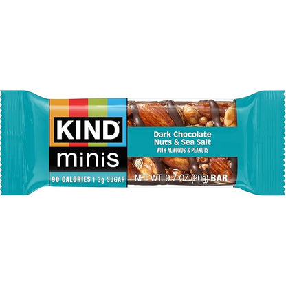 KIND Mini Snack Bars Variety Pack, Gluten Free, Low Sugar, Low Calorie Snacks, Dark Chocolate Nuts & Sea Salt, Caramel Almond & Sea Salt, 20 Count