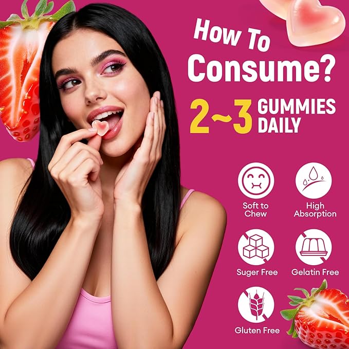 Migcopat 10G Fiber Gummies, with Collagen Peptides, Hyaluronic Acid, Vitamin C, ACV & 30 Billion CFU Probiotics – Sugar Free Collagen Gummies for Skin, Hair & Nails – Digestive Support – 120 Cts