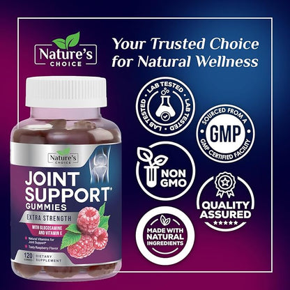 Joint Support Gummies - Extra Strength Glucosamine Gummy Supplement with Vitamin E - Natural Cartilage Joint Health & Flexibility Support, Best Support Glucosamine Chew for Men & Women - 120 Gummies