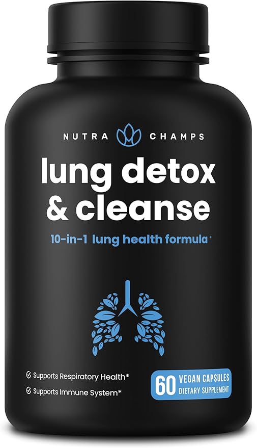 NutraChamps Mullein Leaf Extract for Lung Detox Extra Strength Lung Cleanse for Smokers, Mullein Capsules Lung Support Supplement for Respiratory Lung Health