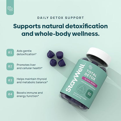 Total Detox, Heavy Metal Detox for Adults- Zeolite, Chlorella, Milk Thistle, Shilajit & Iodine, Toxin Cleanser, Pineal Decalcification, Fluoride Cleanse, Heavy Metal Cleanse, 60 Mixed Berry Gummies