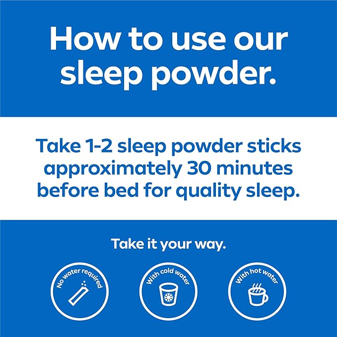 Dream Water Sleep Powder, Sugar-Free, Gluten-Free, Natural Flavors; Blend of 3 Ingredients, GABA, 5mg Melatonin, 5-HPT; Snoozeberry Flavor 10ct