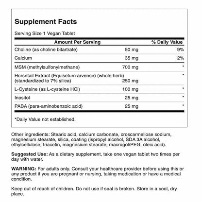 Swanson Hair, Skin & Nails Beauty Supplement for Adults Seeking Collagen Formation and Strengthening Support with MSM and Horsetail Extract (60 Vegan Tablets)
