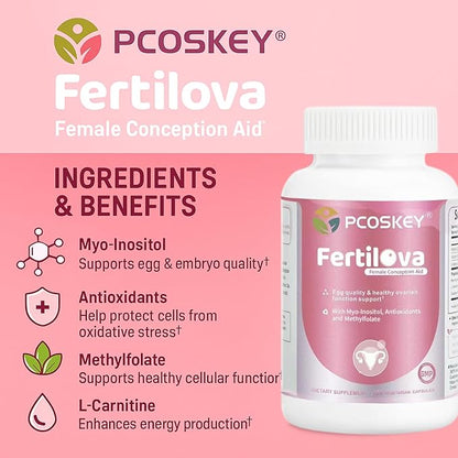 Fertilova Women’s Reproductive Health Support Supplement – Myo-Inositol, Methylfolate, CoQ10 & Antioxidants – Cellular Health & Energy Support – 120 Vegetarian Capsules