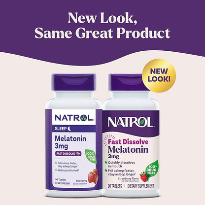 Natrol 3mg Fast Dissolve Tablets Melatonin Strawberry Flavor