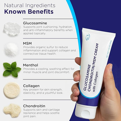 Dr. T Glucosamine Chondroitin Cream - Premium Formula with MSM and Collagen for Joint and Muscle Discomfort - Maintains Joint Strength, Flexibility & Muscle Mobility - 4.23 oz / 120g (2 Pack)